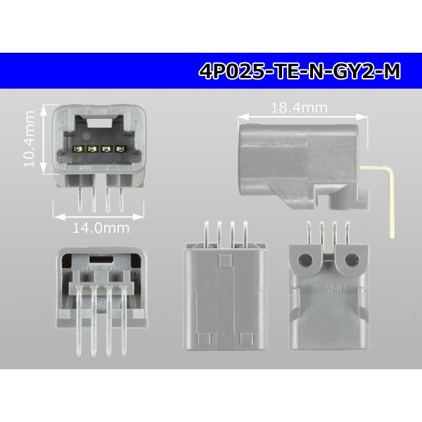 Photo3: ●[TE]025 type series 4 pole M connector [gray] (Terminal integrated - Angle pin header type)/4P025-TE-N-GY2-M