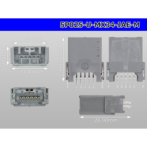 Photo3: ■[JAE] MX34 series 5 pole M connector (Terminal integrated - Straight pin header type)
