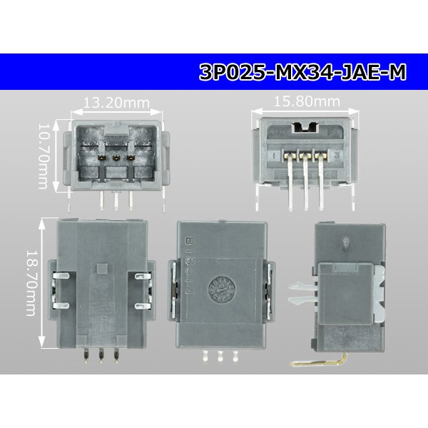 Photo3: ■[JAE] MX34 series 3 pole M connector (Terminal integrated - Angle pin header type)