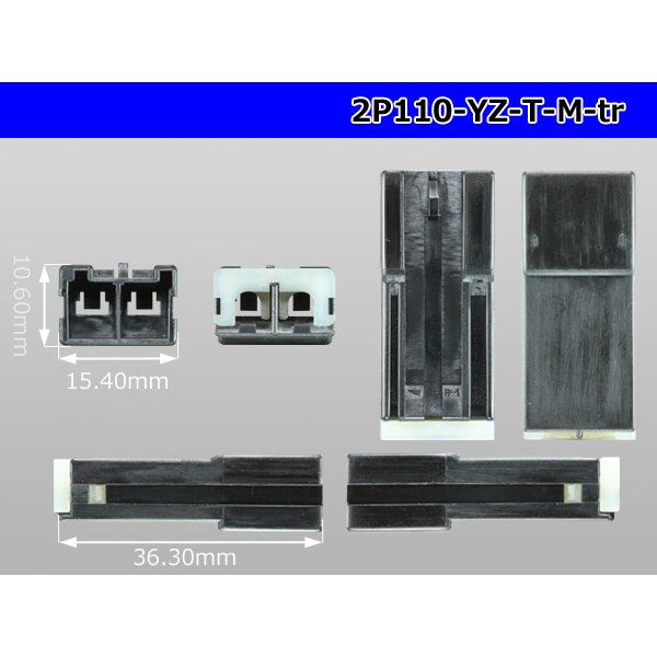 Photo3: [yazaki] 110 type T type 2 pole M connector (no terminals) /2P110-YZ-T-M-tr