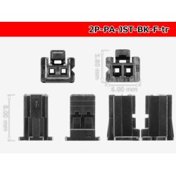 Photo3: ●[JST]PA series 2 pole F connector [black] (no terminals) /2P-PA-JST-BK-F-tr