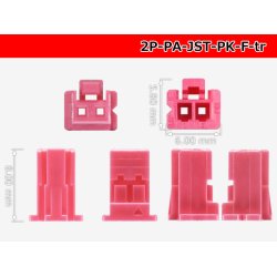 Photo3: ●[JST]PA series 2 pole F connector [pink] (no terminals) /2P-PA-JST-PK-F-tr