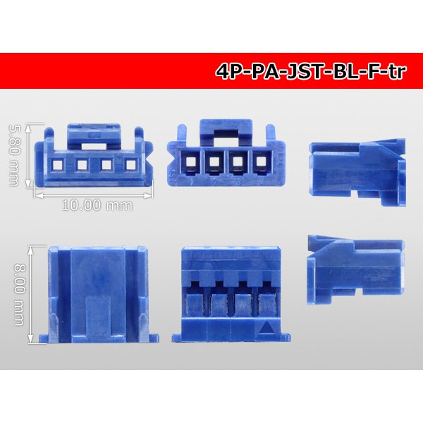 Photo3: ●[JST]PA series 4 pole F connector [blue] (no terminals) /4P-PA-JST-BL-F-tr