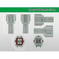 Photo3: ●[sumitomo]  090 typeRS waterproofing series 4 pole M connector [gray] (no terminals)/4P090WP-RS-GY-M-tr