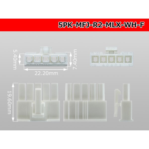 Photo3: ●[Molex] Mini-Fit Jr series 5 pole [one lines] female connector [white] (no terminal)/5P-MFJ-R2-MLX-WH-F-tr 