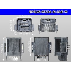 Photo3: ■[JAE] MX34 series 8 pole M connector(Terminal integrated - Angle pin header type)/8P025-MX34-N-JAE-M