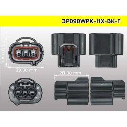 Photo3: ●[sumitomo] Tripolar 090 type HX waterproofing series F connector black (no terminals) /3P090WP-HX-BK-F-tr