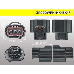 Photo3: ●[sumitomo] Tripolar 090 type HX waterproofing series F connector black (no terminals) /3P090WP-HX-BK-F-tr