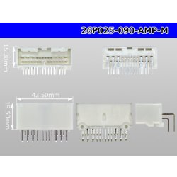 Photo3:  [AMP] 025 Type 20 pole + 090 Type  6 pole  hybrid  Male terminal side coupler - Horizontal (L字)/26P025-090-AMP-M