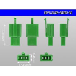 Photo3: ●[sumitomo] 110 type 3 pole M connector[green](no terminals) /3P110-GRE-M-tr