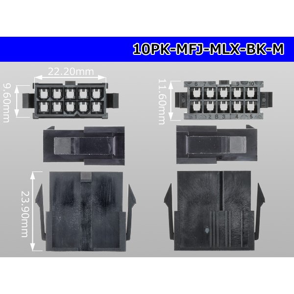 Photo3: ●[Molex] Mini-Fit Jr series 10 pole [two lines] male connector [black] (no terminal)/10P-MFJ-MLX-BK-M-tr  (3)