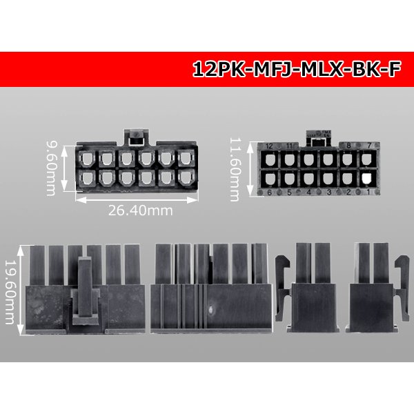 Photo3: ●[Molex] Mini-Fit Jr series 12 pole [two lines] female connector [black] (no terminal)/12P-MFJ-MLX-BK-F-tr  (3)