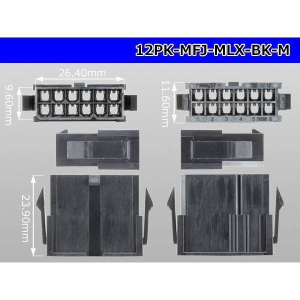 Photo3: ●[Molex] Mini-Fit Jr series 12 pole [two lines] male connector [black] (no terminal)/12P-MFJ-MLX-BK-M-tr  (3)