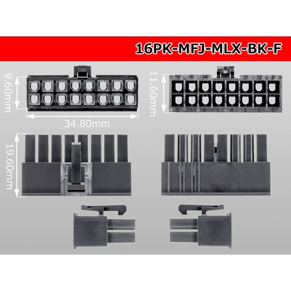 Photo3: ●[Molex] Mini-Fit Jr series 16 pole [two lines] female connector [black] (no terminal)/16P-MFJ-MLX-BK-F-tr  (3)