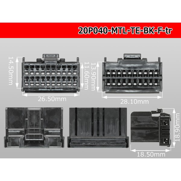 Photo3: ●[TE]040 type 20 pole multi-lock F connector [black] (no terminals) /20P040-MTL-TE-BK-F-tr (3)