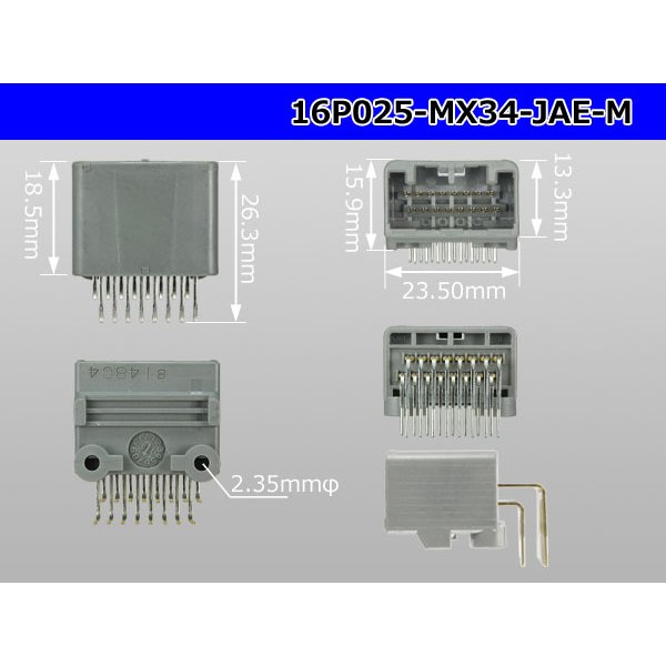 Photo3: ●[JAE] MX34 series 16 pole M connector -M Terminal integrated type - Angle pin header type (3)