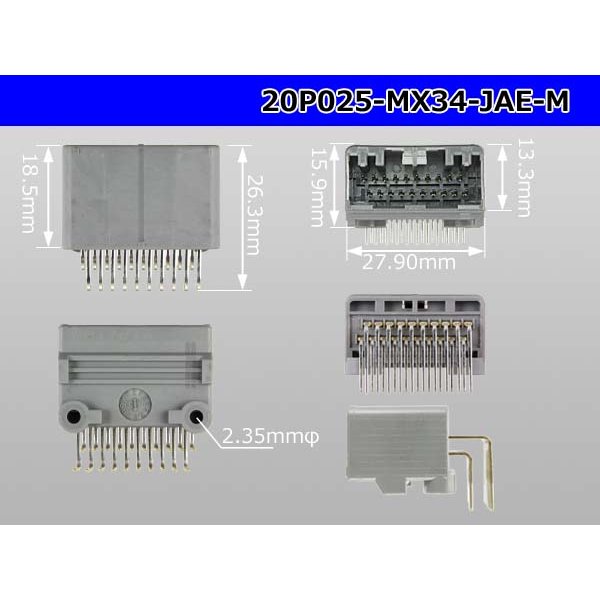 Photo3: ●[JAE] MX34 series 20 pole M connector -M Terminal integrated type - Angle pin header type (3)