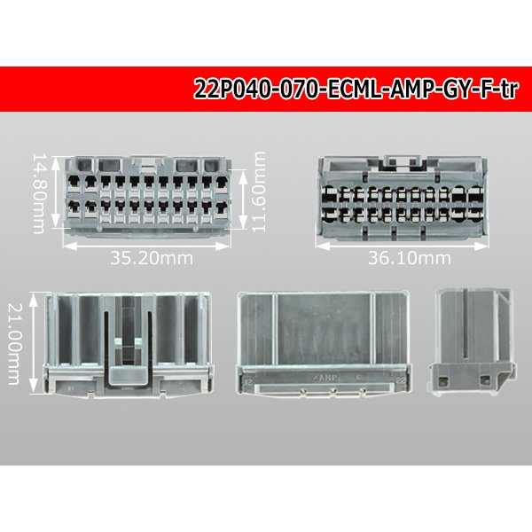 Photo3: ●[TE] 040+070 type ECMLI hybrid 22 pole F connector [gray] (no terminals) /22P040-070-ECML-AMP-GY-F-tr (3)