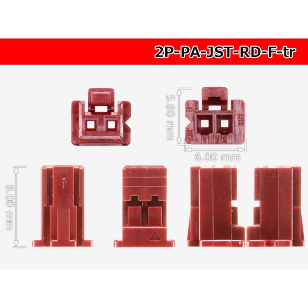 Photo3: ●[JST]PA series 2 pole F connector [red] (no terminals) /2P-PA-JST-RD-F-tr (3)