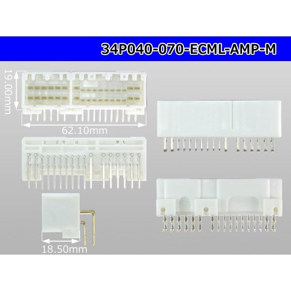 Photo3: ●[TE]040+070 type ECML hybrid 34 pole M connector (angle header type) [white] /34P040-070-ECML-AMP-M (3)