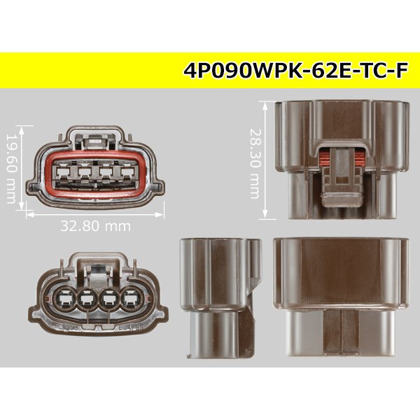 Photo3: ●[sumitomo] 090 typE 62 waterproofing series E type 4 pole F connector (brown)(no terminal)/4P090WP-62E-TC-F-tr (3)