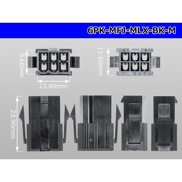 Photo3: ●[Molex] Mini-Fit Jr series 6 pole [two lines] male connector [black] (no terminal)/6P-MFJ-MLX-BK-M-tr  (3)