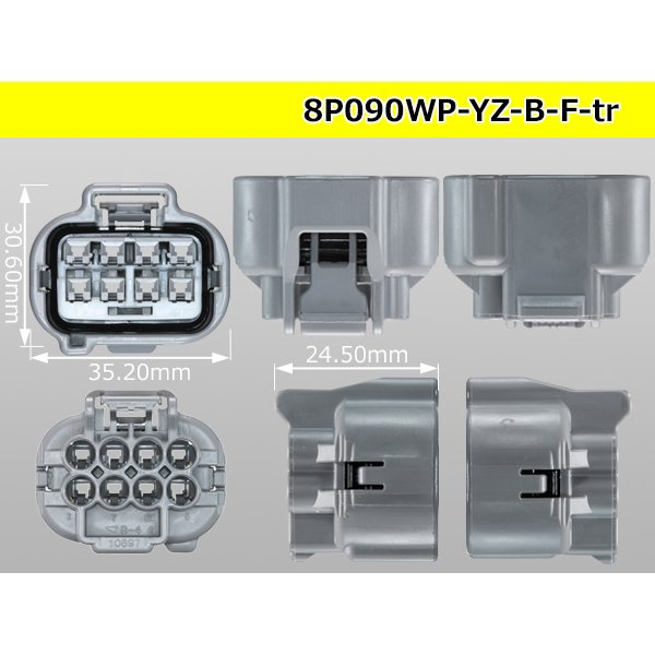 Photo3: ●[yazaki] 090II waterproofing series 8 pole F connector  [gray] (no terminals)/8P090WP-YZ-B-F-tr (3)