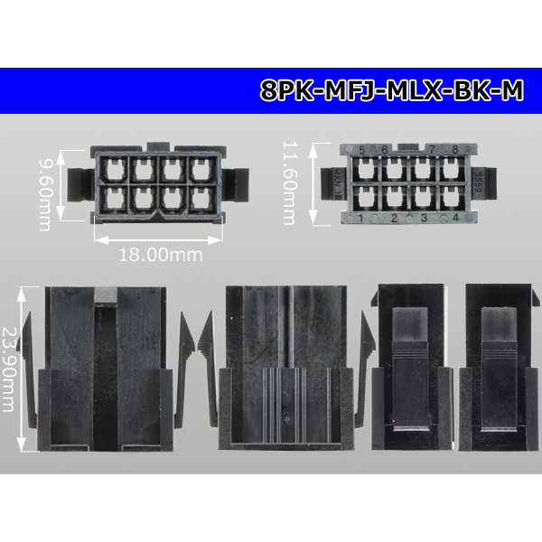 Photo3: ●[Molex] Mini-Fit Jr series 8 pole [two lines] male connector [black] (no terminal)/8P-MFJ-MLX-BK-M-tr  (3)