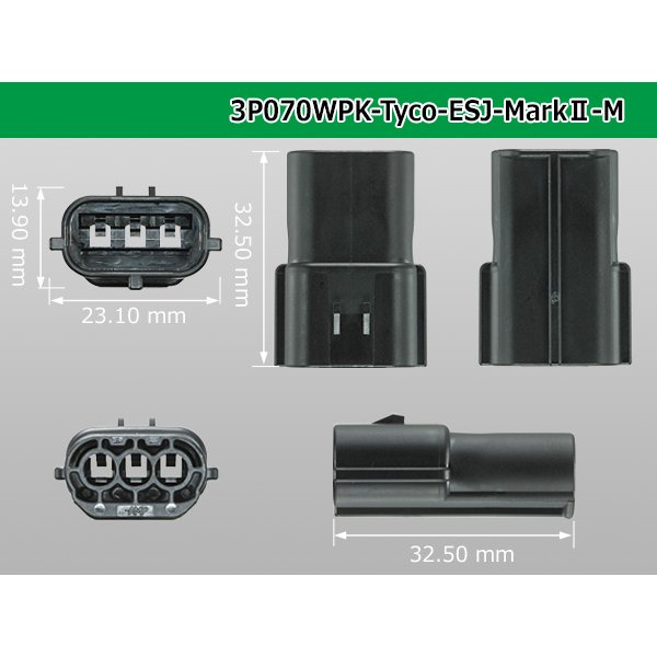 Photo3: ●[TE] 070 Type ECONOSEAL J Series (Markll) waterproofing 3 pole M connector (No terminals) /3P070WP-Tyco-EsJ-Mark2-M-tr (3)