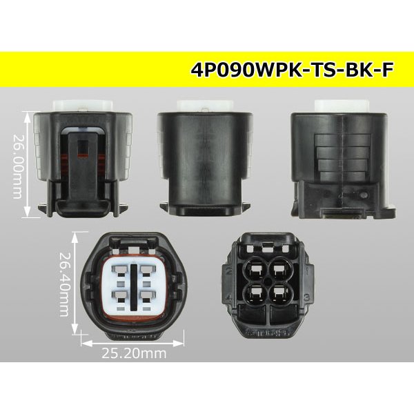 Photo3: ●[sumitomo] 090 type TS waterproofing series 4 pole F connector [black]（no terminals）/4P090WP-TS-BK-F-tr (3)
