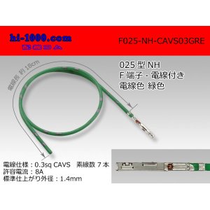 Photo: ■025 Type NH series  Non waterproof F Terminal -CAVS0.3 [color Green]  With electric wire / F025-NH-CAVS03GRE 