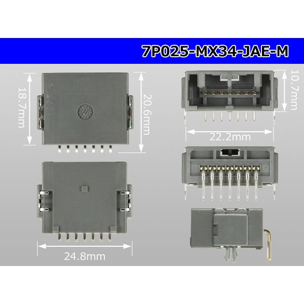 Photo3: ■[JAE] MX34 series 7 pole M connector(Terminal integrated - Angle pin header type)/7P025-MX34-JAE-M (3)