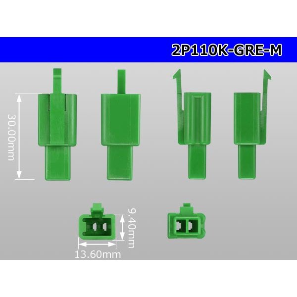 Photo3: ●[sumitomo] 110 type 2 pole M connector[green](no terminals) /2P110-GRE-M-tr (3)