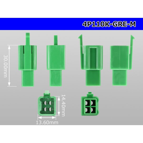 Photo3: ●[sumitomo] 110 type 4 pole M connector[green](no terminals) /4P110-GRE-M-tr (3)