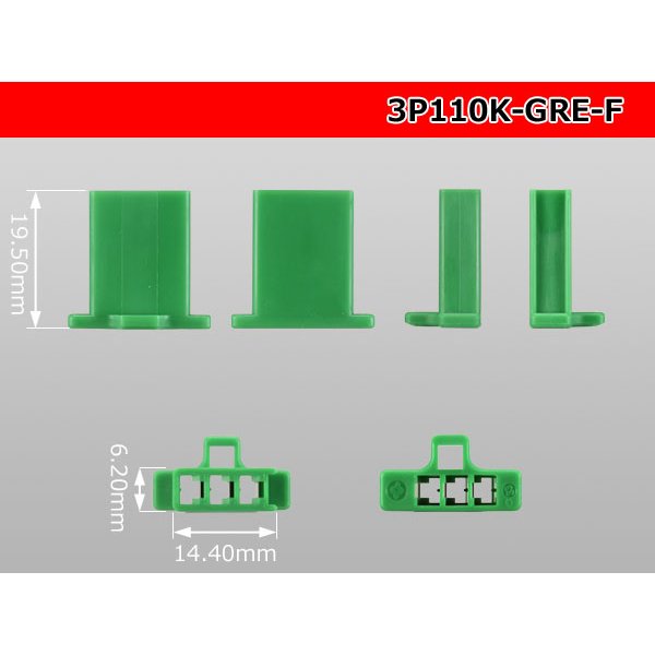 Photo3: ●[sumitomo] 110 type 3 pole F connector[green] (no terminals) /3P110-GRE-F-tr (3)