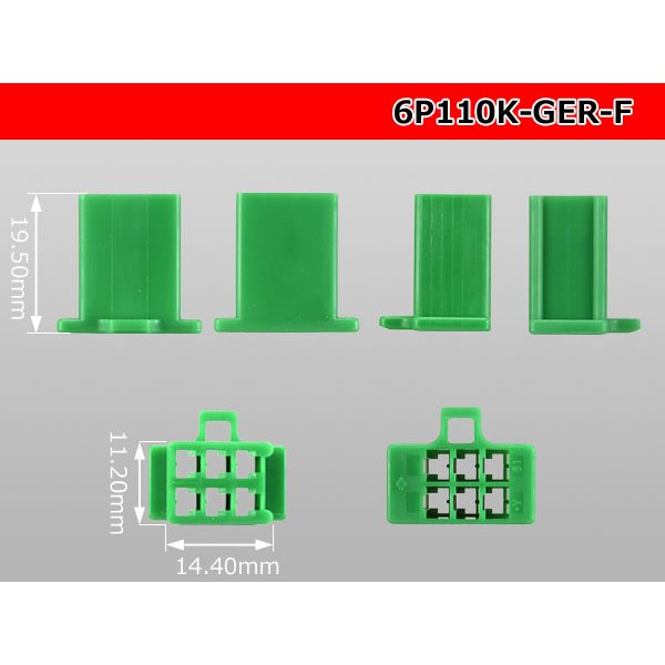 Photo3: ●[sumitomo] 110 type 6 pole F connector[green] (no terminals) /6P110-GRE-F-tr (3)