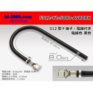 Photo: 312 Type  Non waterproof F Terminal -AV8.0 [color Black]  With electric wire /F312-YZ-5080-AV80BK